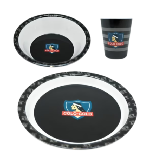Set Desayuno Colo Colo Plato + Bowl + Vaso Melamina 3 piezas