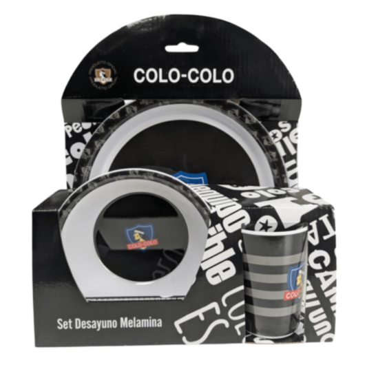 Set Desayuno Colo Colo Plato + Bowl + Vaso Melamina 3 piezas