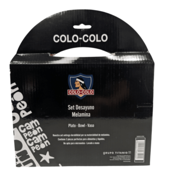 Set Desayuno Colo Colo Plato + Bowl + Vaso Melamina 3 piezas