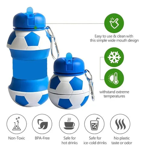 Botella De Agua Infantil Plegable con forma de balón de fútbol - Deportes 550 Ml
